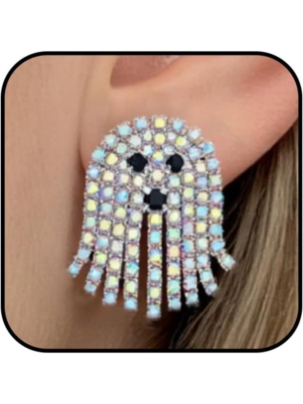 Women's Multi Silver Cute Ghost Tassel Halloween Costume Dangle Jewelry Earrings